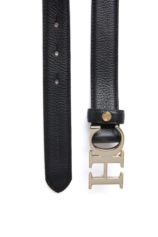Holland Cooper Atelier Slim Logo Belt Black