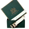 Holland Cooper Atelier Slim Logo Belt Off White Hot