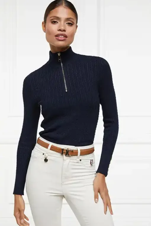 Holland Cooper Ava Half Zip Knit Ink Navy New