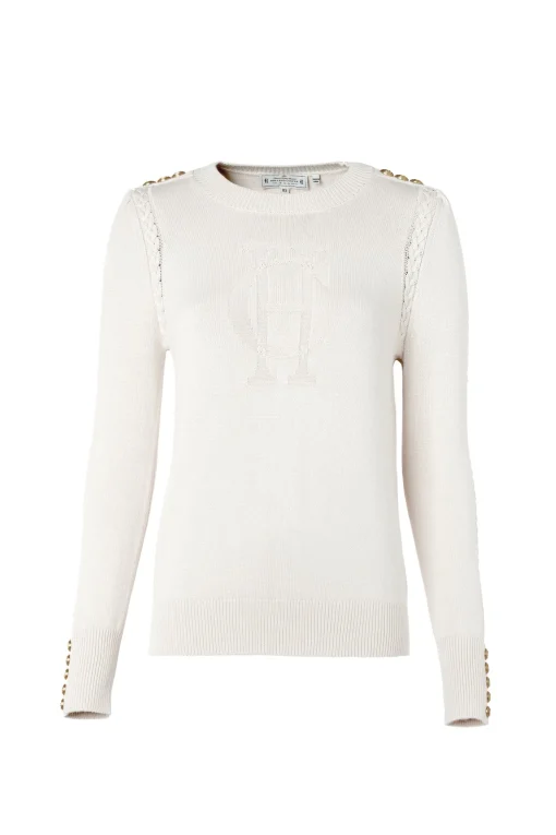 Holland Cooper Bibury Crew Neck Knit Almond Hot