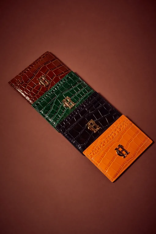 Holland Cooper Chelsea Card Holder Orange Croc Discount