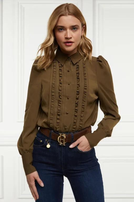 Holland Cooper Clarissa Shirt Khaki Clearance