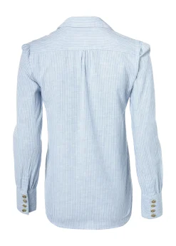 Holland Cooper Classic V-Neck Blouse Azure Stripe Clearance