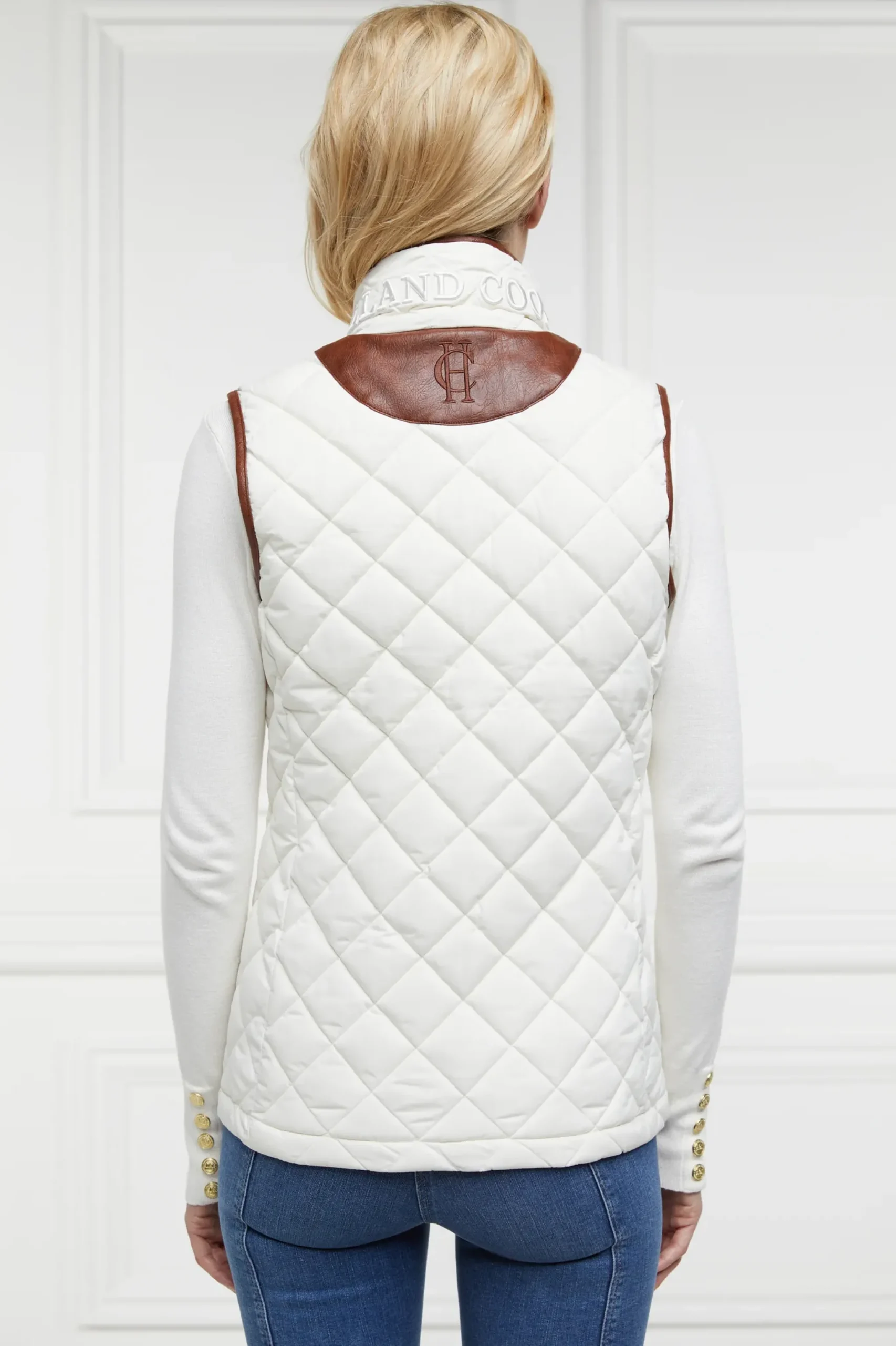 Holland Cooper Country Quilted Gilet Cream Outlet