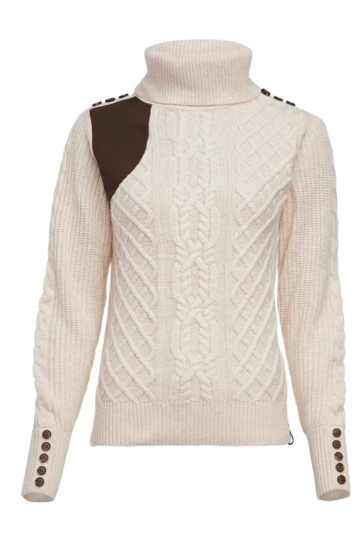 Holland Cooper Country Roll Neck Knit Oatmeal Discount