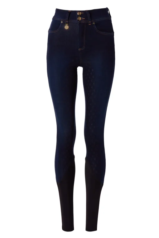 Holland Cooper Denim Thermal Full Grip Breeches Deep Indigo Best