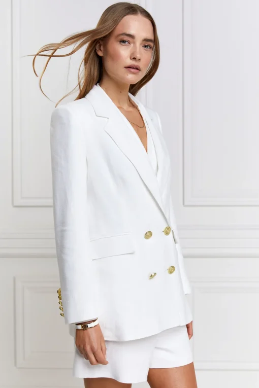 Holland Cooper Double Breasted Blazer Oyster Linen Online