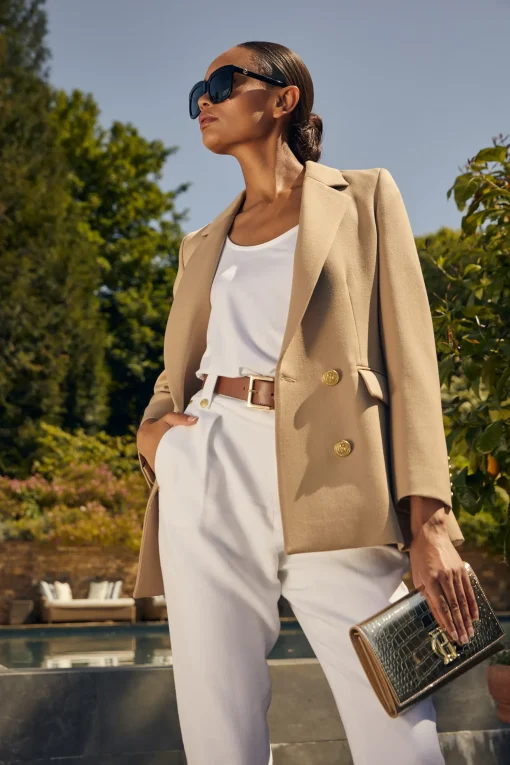 Holland Cooper Double Breasted Blazer Camel Twill Hot
