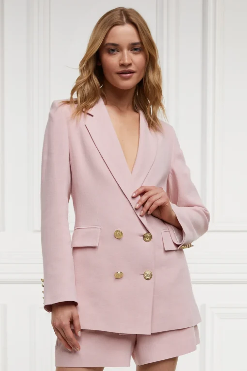 Holland Cooper Double Breasted Blazer Pink Linen Best