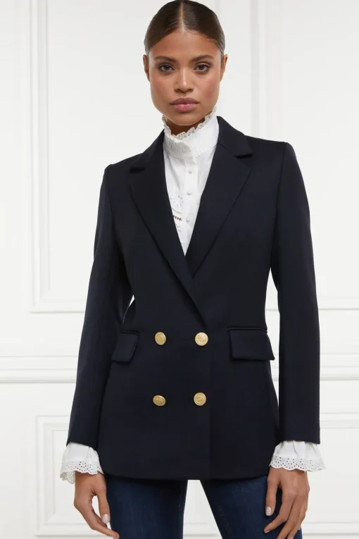 Holland Cooper Double Breasted Blazer Navy Twill Sale