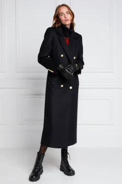 Holland Cooper Double Breasted Coat Soft Black Online