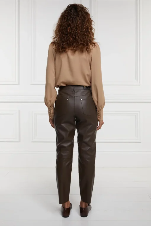 Holland Cooper Dunwick Faux Leather Pant Tobacco New