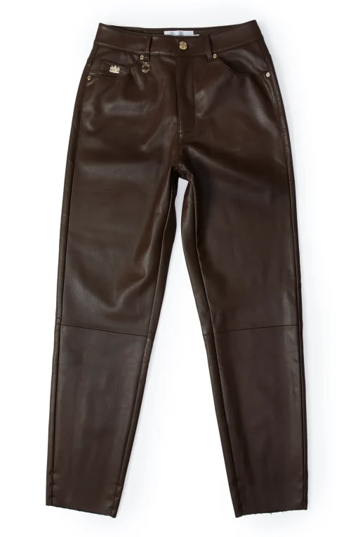 Holland Cooper Dunwick Faux Leather Pant Tobacco New
