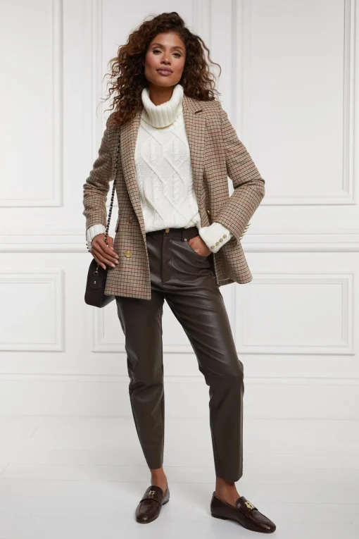 Holland Cooper Dunwick Faux Leather Pant Tobacco New