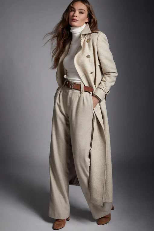 Holland Cooper Full Length Marlborough Trench Coat Biscuit Clearance