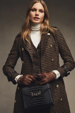 Holland Cooper Full Length Marlborough Trench Coat Chocolate Houndstooth Best