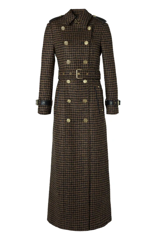 Holland Cooper Full Length Marlborough Trench Coat Chocolate Houndstooth Best