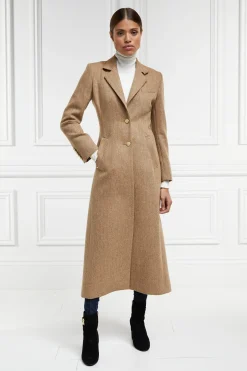 Holland Cooper Full Length Regency Coat Brown Herringbone Hot