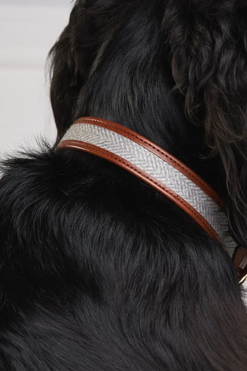 Holland Cooper HC Classic Dog Collar Chestnut & Tweed Clearance