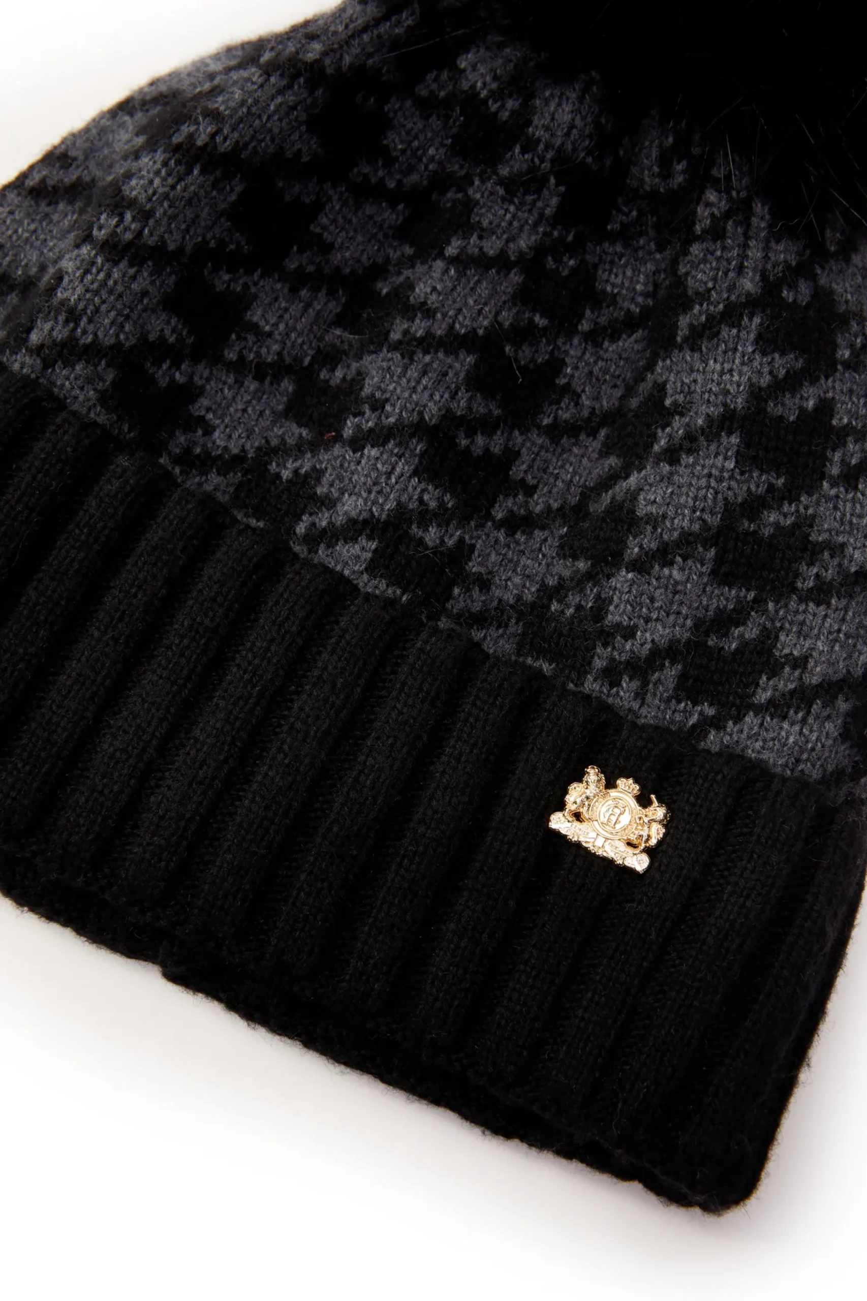 Holland Cooper Heritage Bobble Hat Grey Houndstoooth New