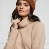 Holland Cooper Heritage Bobble Hat Toffee Houndstooth New
