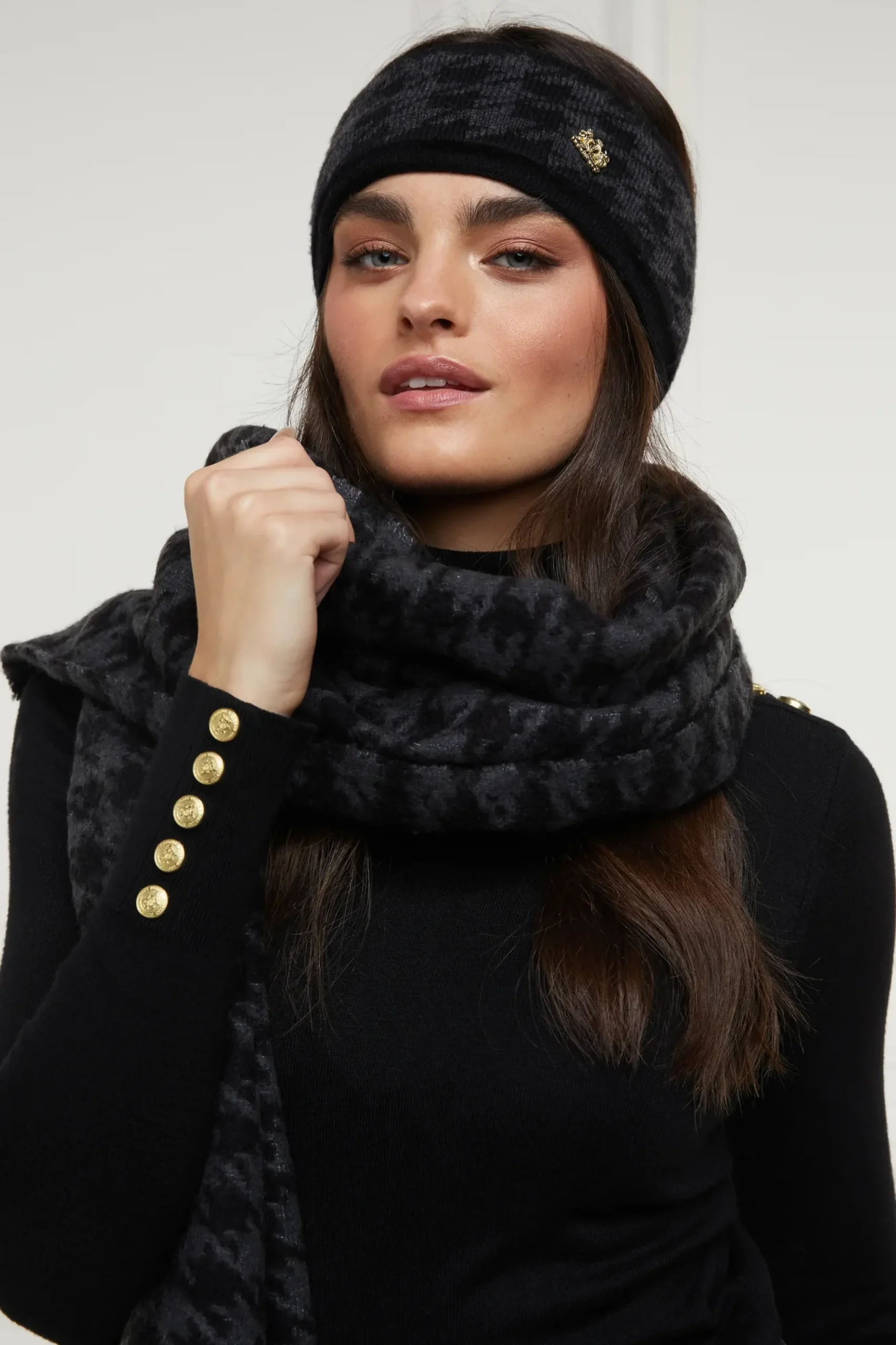 Holland Cooper Heritage Headband Grey Houndstooth Best