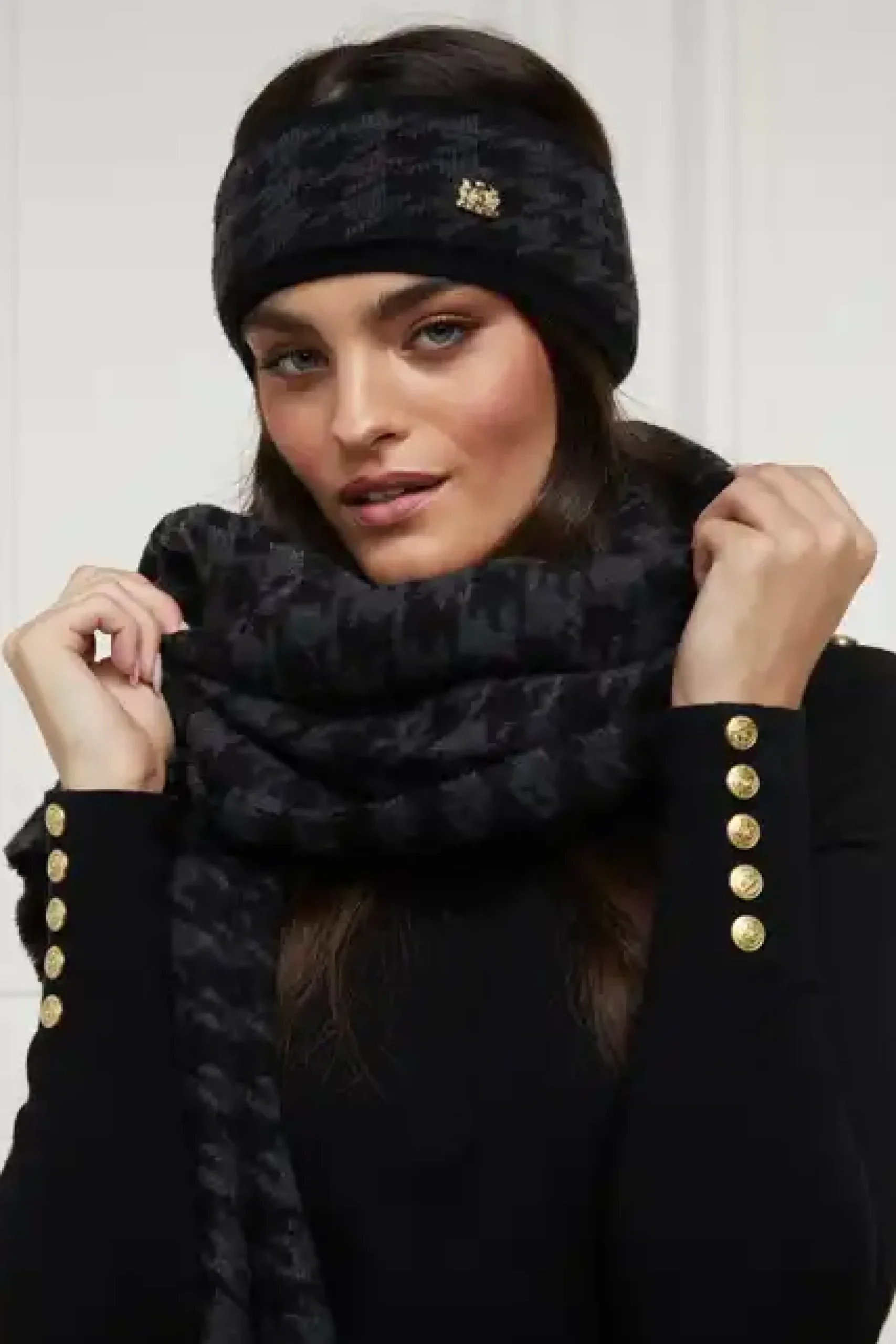 Holland Cooper Heritage Headband Grey Houndstooth Best