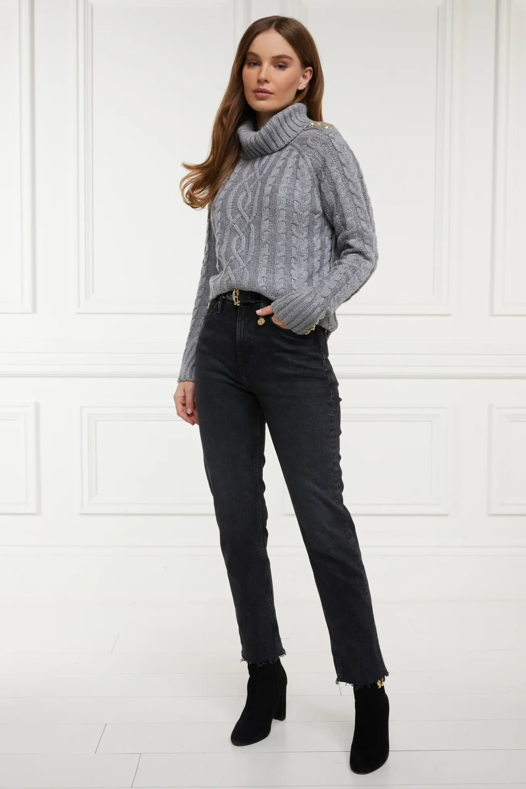 Holland Cooper High Rise Slim Jean Washed Black Sale