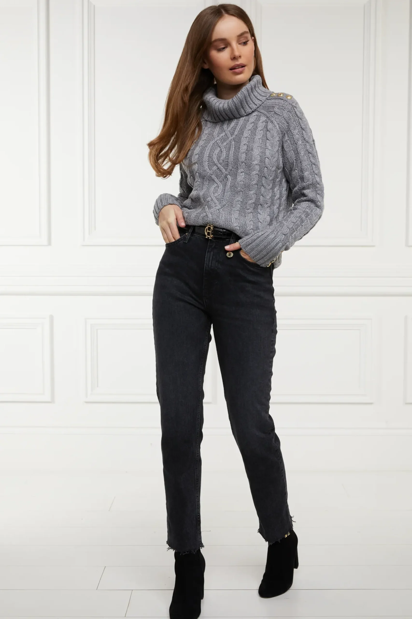 Holland Cooper High Rise Slim Jean Washed Black Sale