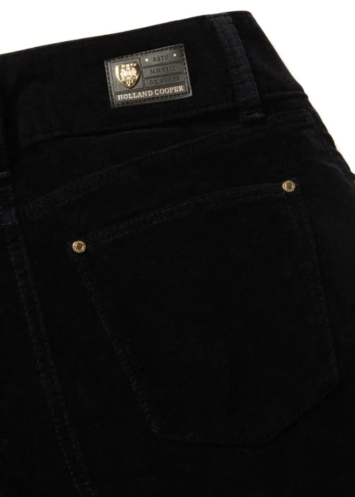 Holland Cooper High Rise Velvet Flare Black Hot