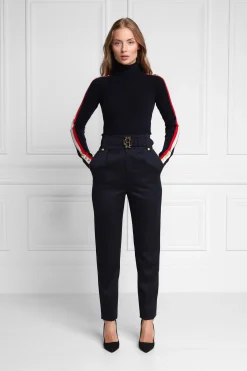 Holland Cooper High Waisted Peg Trouser Navy Barathea