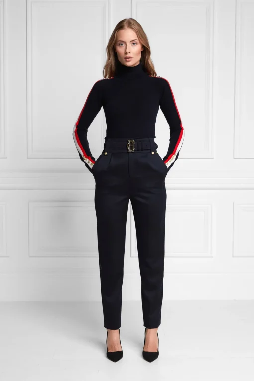 Holland Cooper High Waisted Peg Trouser Navy Barathea