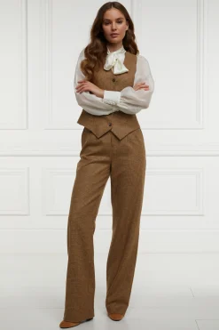 Holland Cooper High Waisted Straight Trouser Tawny Clearance