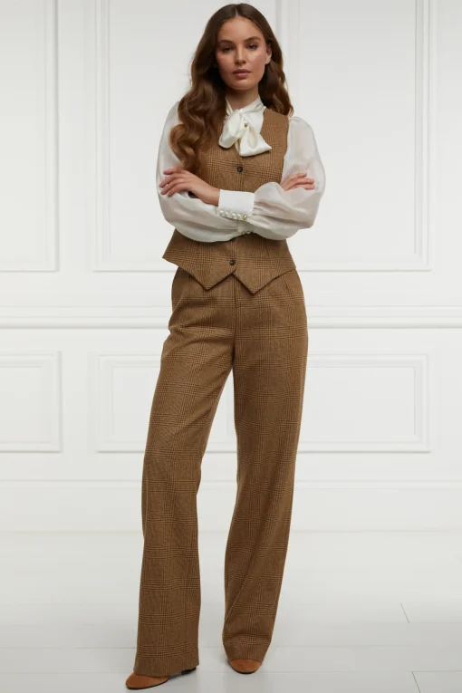 Holland Cooper High Waisted Straight Trouser Tawny Clearance