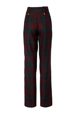 Holland Cooper High Waisted Straight Trouser Mulberry Tartan Discount