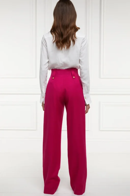 Holland Cooper High Waisted Straight Trouser Hot Pink Barathea Outlet