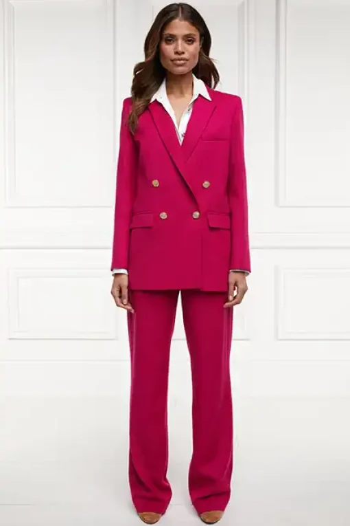 Holland Cooper High Waisted Straight Trouser Hot Pink Barathea Outlet