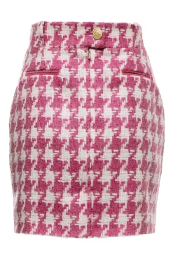 Holland Cooper Knightsbridge Skirt Hot Pink Large Scale Houndstooth Sale