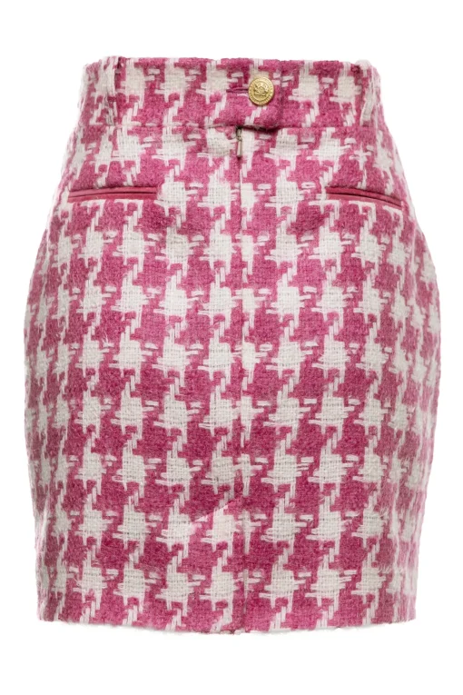 Holland Cooper Knightsbridge Skirt Hot Pink Large Scale Houndstooth Sale