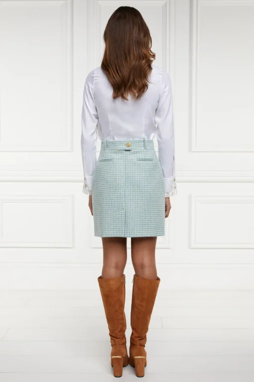 Holland Cooper Knightsbridge Skirt Teal Houndstooth Clearance