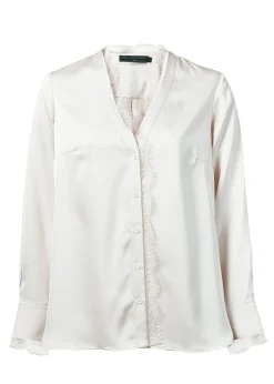 Holland Cooper Lace V-Neck Blouse Oyster New