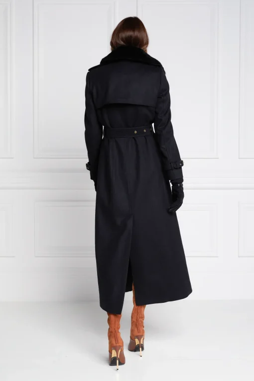 Holland Cooper Marlborough Shearling Trench Coat Soft Black Online