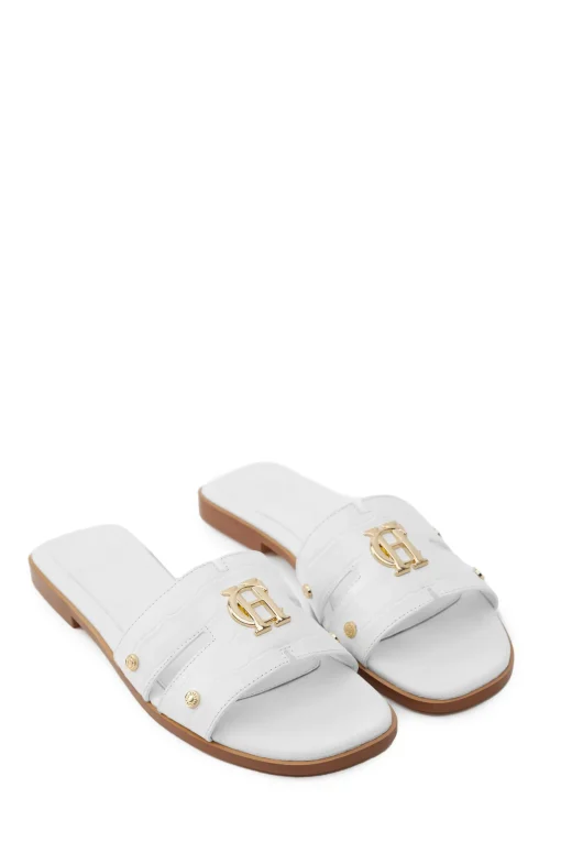 Holland Cooper Monogram Slides White Croc Sale