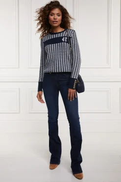 Holland Cooper Panel Crew Neck Knit Ink Navy Best