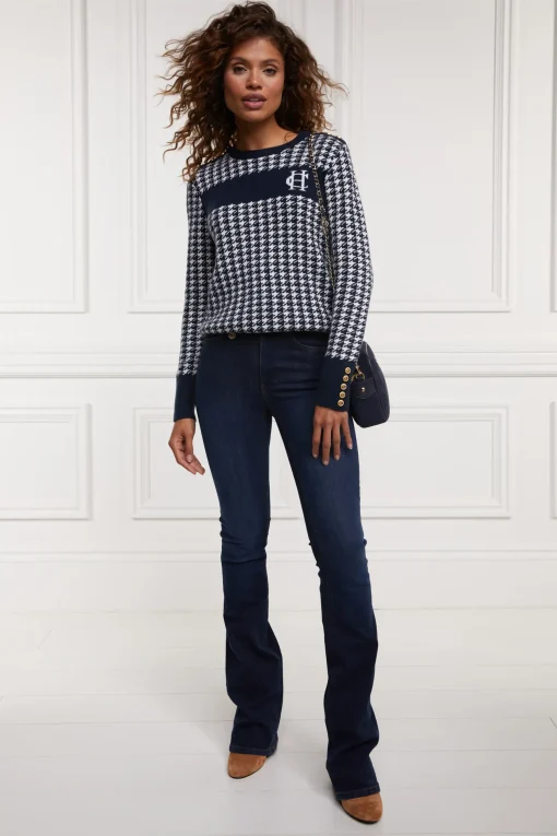 Holland Cooper Panel Crew Neck Knit Ink Navy Best