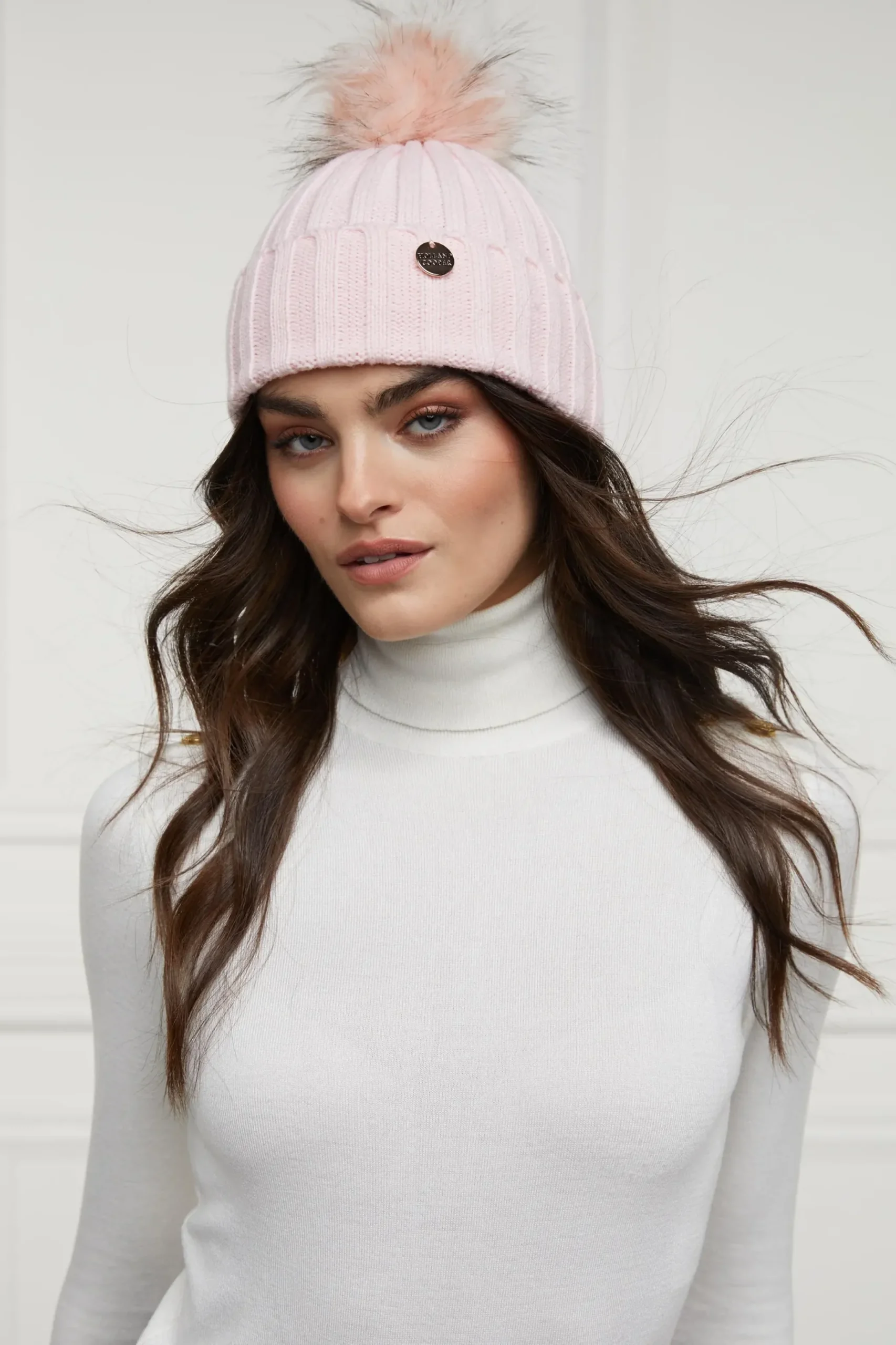 Holland Cooper Rib Bobble Hat Pink Online