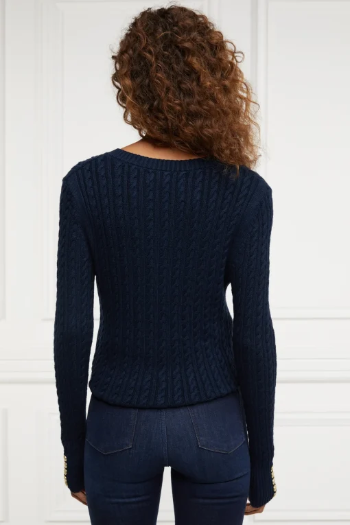 Holland Cooper Seattle V-Neck Knit Ink Navy New