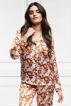 Holland Cooper Silk Pyjama Shirt Blush New