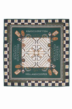 Holland Cooper Stirrup Silk Scarf Black Emerald Best