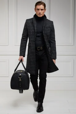 Holland Cooper The Cheltenham Coat Large Scale Charcoal Houndstooth Discount